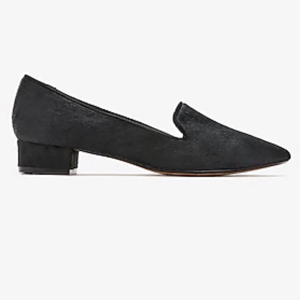 Express calf hair block heel loafers